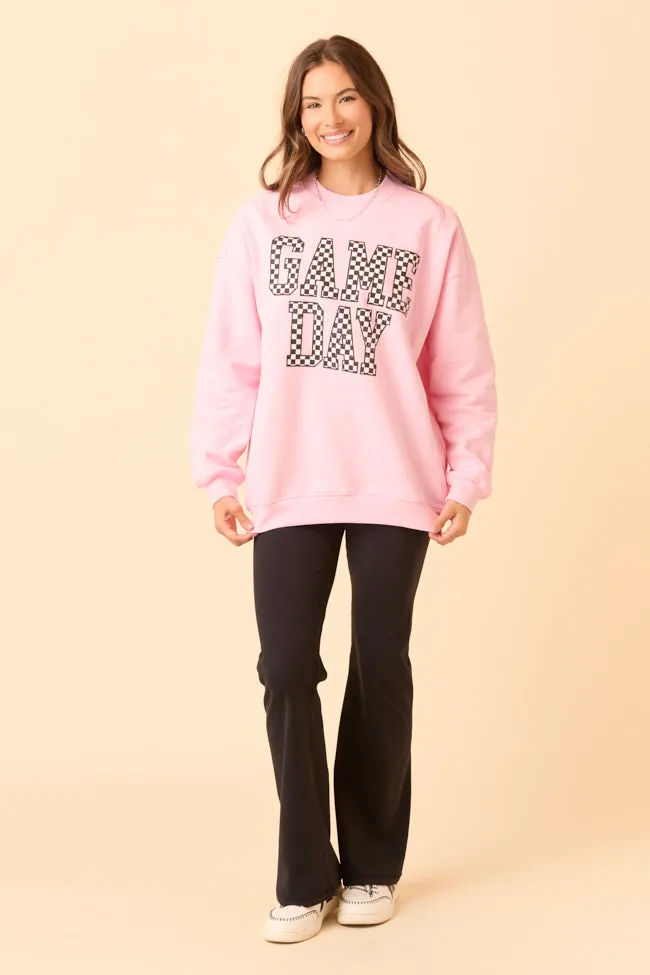 Checkered Game Day Light Pink Graphic Sweatshirt sold by Pink Lily product image thumbnail 5