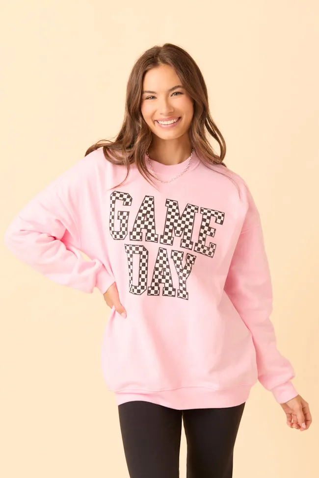 Checkered Game Day Light Pink Graphic Sweatshirt sold by Pink Lily
