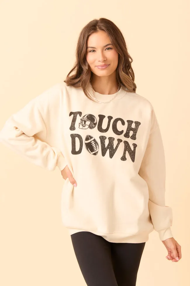 Touchdown Printed Cream Graphic Sweatshirt SALE sold by Pink Lily