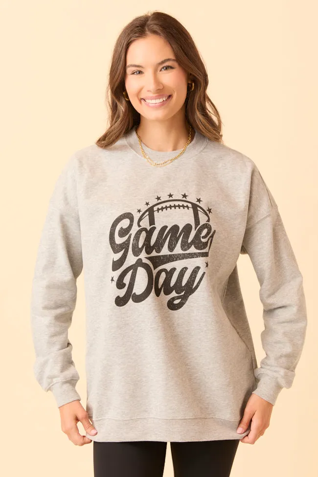 Game Day Script Light Grey Graphic Sweatshirt sold by Pink Lily