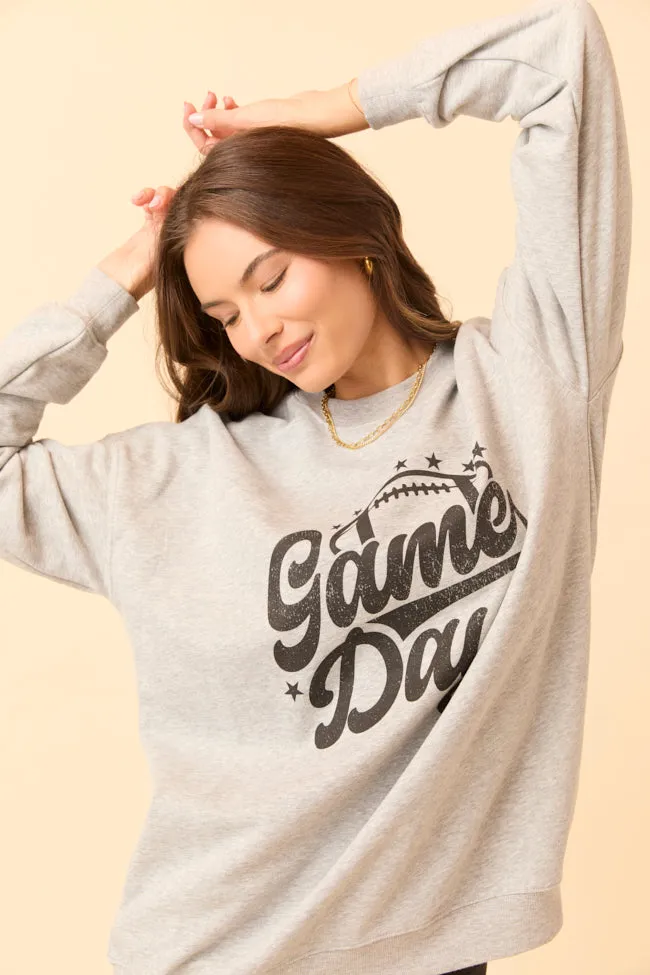Game Day Script Light Grey Graphic Sweatshirt sold by Pink Lily product image thumbnail 2