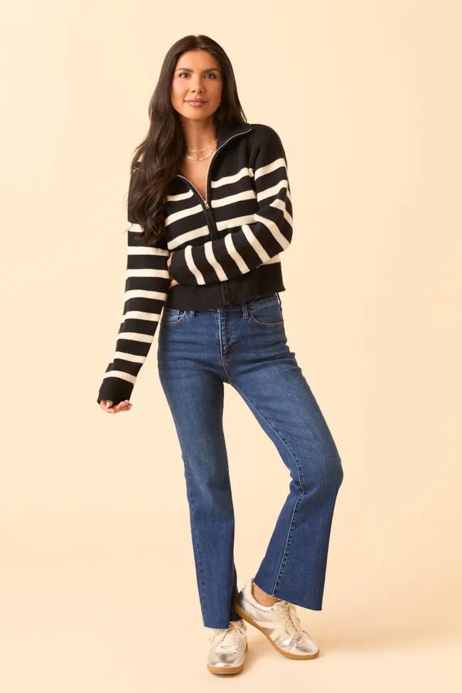 Reece Black and White Stripe Full Zip Sweater SALE sold by Pink Lily product image thumbnail 2