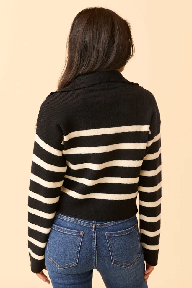 Reece Black and White Stripe Full Zip Sweater SALE sold by Pink Lily product image thumbnail 5