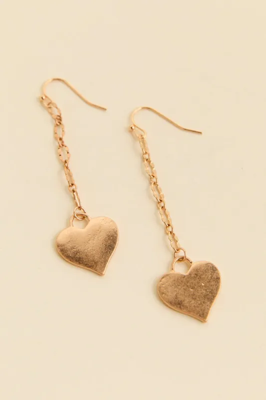Ariella Gold Linear Heart Earrings SALE sold by Pink Lily