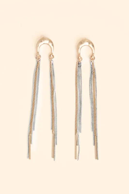 Amiya Gold Horseshoe Chain Earrings SALE sold by Pink Lily