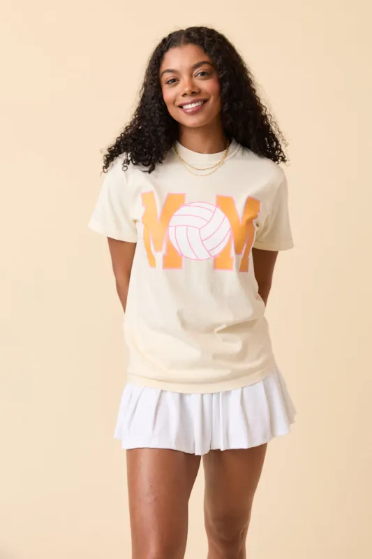Mom Block Volleyball Ivory Graphic Tee sold by Pink Lily