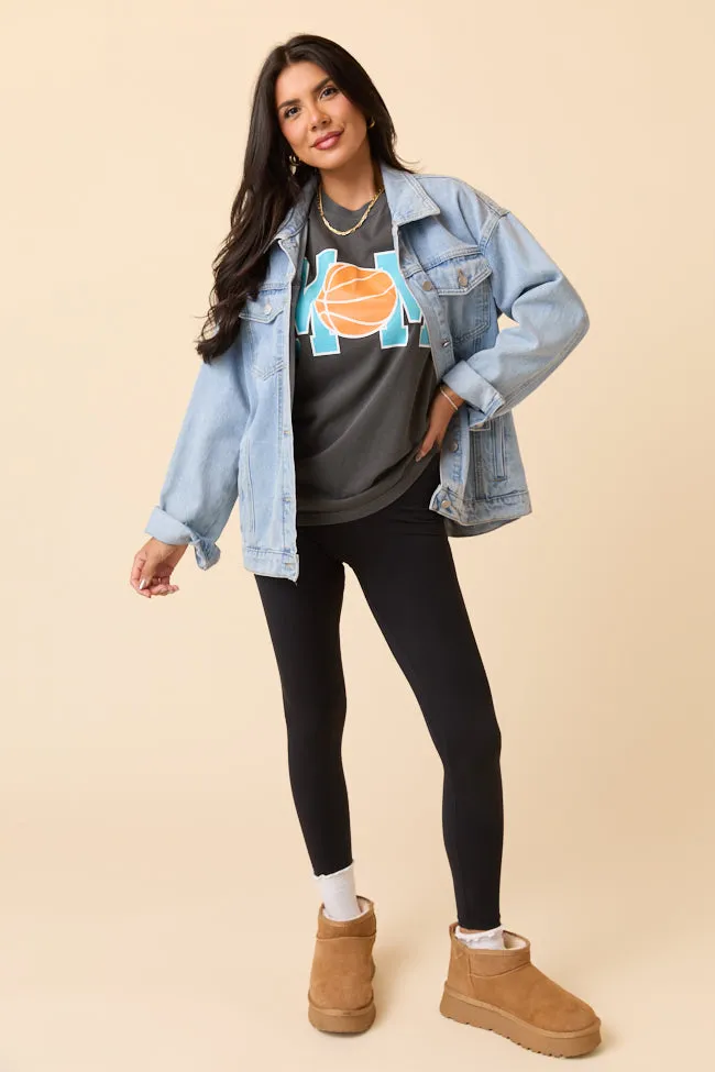 Mom Block Basketball Dark Grey Graphic Tee sold by Pink Lily product image thumbnail 4