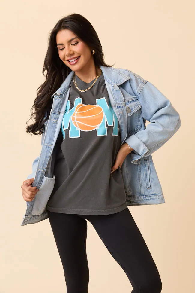 Mom Block Basketball Dark Grey Graphic Tee sold by Pink Lily product image thumbnail 2