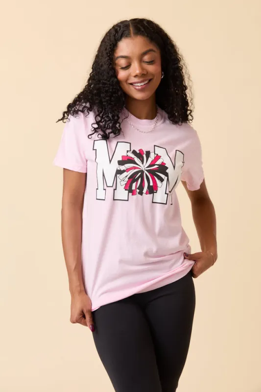 Mom Block Cheer Light Pink Graphic Tee sold by Pink Lily