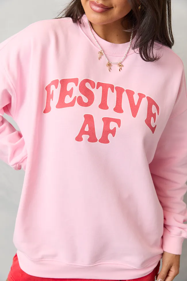 Festive AF Light Pink Graphic Sweatshirt sold by Pink Lily product image thumbnail 2