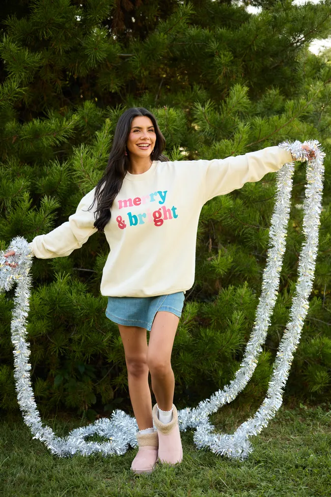 Merry & Bright Cream Graphic Sweatshirt sold by Pink Lily product image thumbnail 2