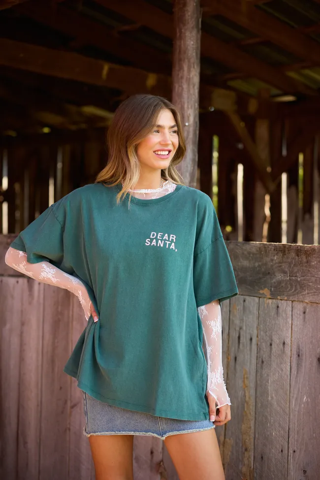 Dear Santa Dark Green Oversized Graphic Tee sold by Pink Lily product image thumbnail 3
