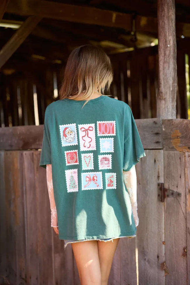 Dear Santa Dark Green Oversized Graphic Tee sold by Pink Lily