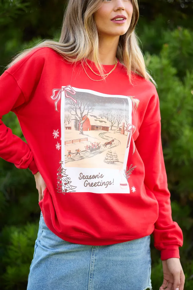 Christmas Photo Print Red Graphic Sweatshirt sold by Pink Lily product image thumbnail 2
