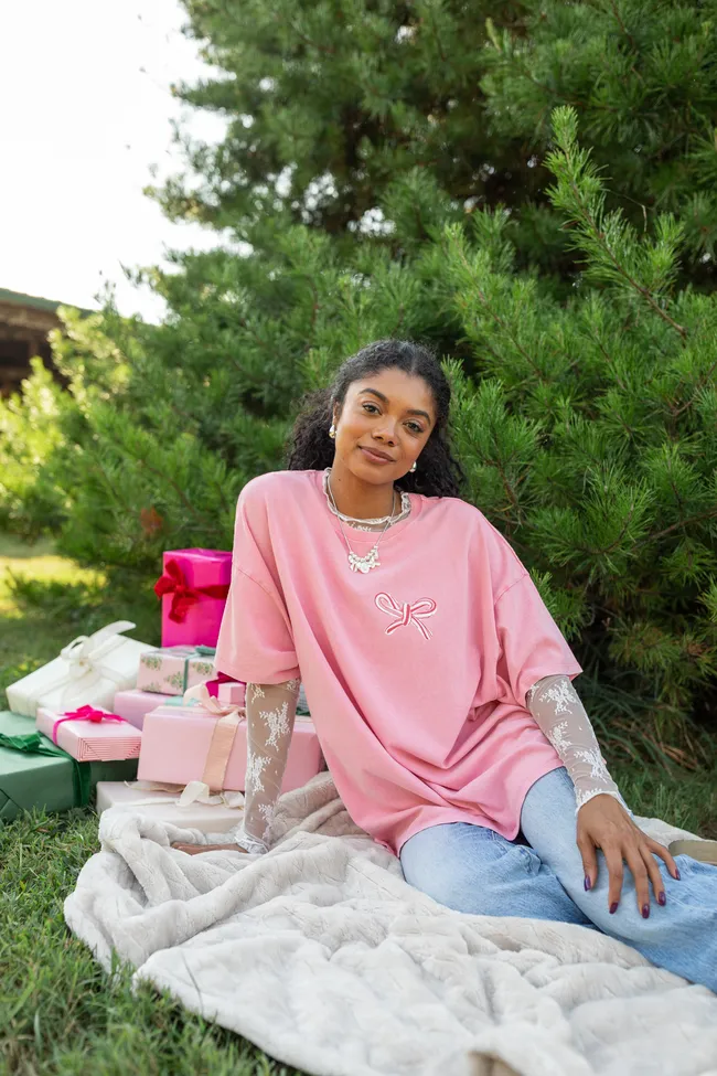 Christmas Loving Gal Pink Oversized Graphic Tee sold by Pink Lily product image thumbnail 2