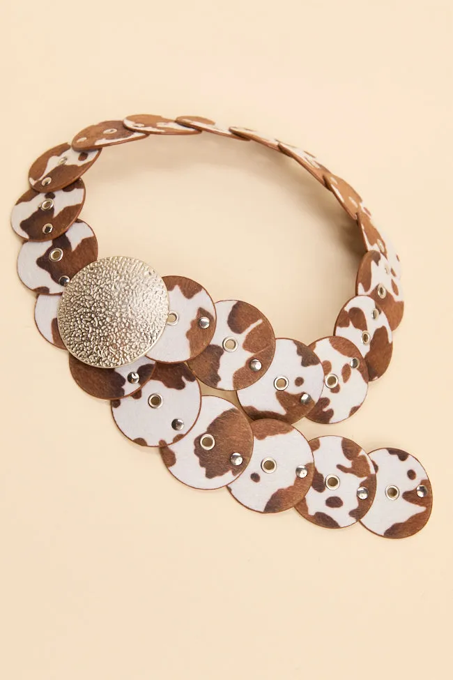 The Classic Cowgirl Brown Cow Hip Belt sold by Pink Lily