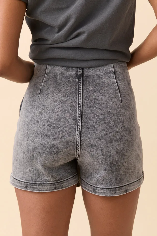 My Favorite Black Wash Rhinestone Studded Denim Skort sold by Pink Lily product image thumbnail 4