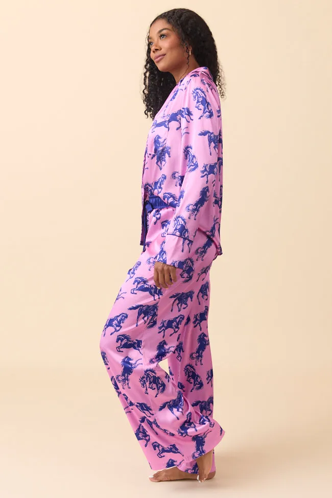 The Kylie Pink Wild Horses Pajama Set SALE sold by Pink Lily product image thumbnail 3