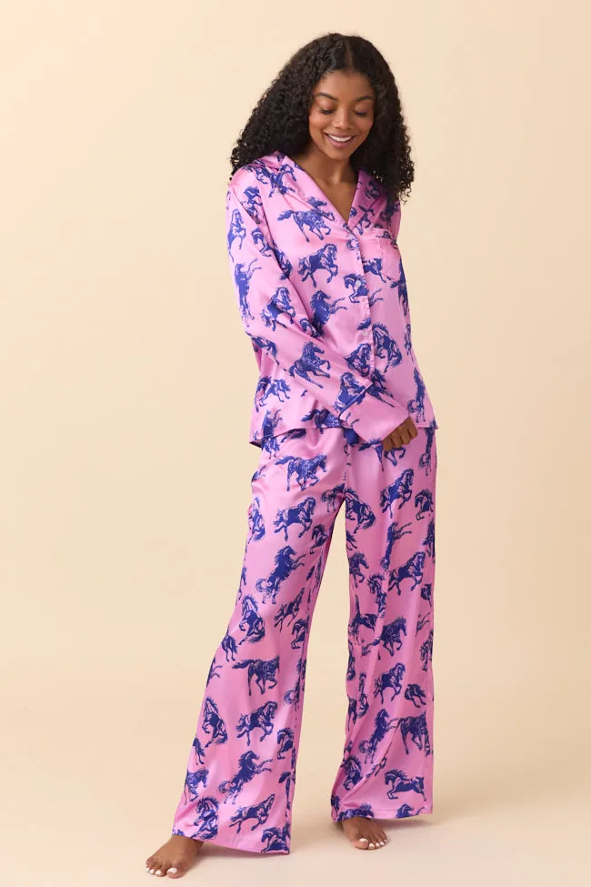 The Kylie Pink Wild Horses Pajama Set SALE sold by Pink Lily product image thumbnail 2