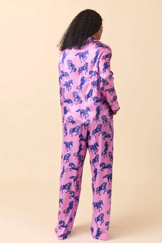 The Kylie Pink Wild Horses Pajama Set SALE sold by Pink Lily product image thumbnail 4