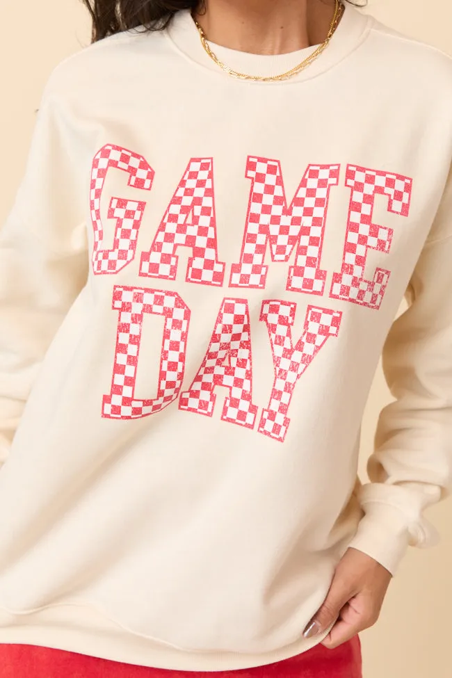 Checkered Red Game Day Cream Graphic Sweatshirt SALE sold by Pink Lily product image thumbnail 2