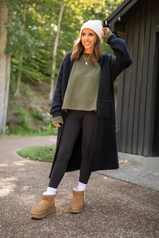 Dylan Waffle Knit Olive Green Pullover Emily Fauver X Pink Lily sold by Pink Lily product image thumbnail 2
