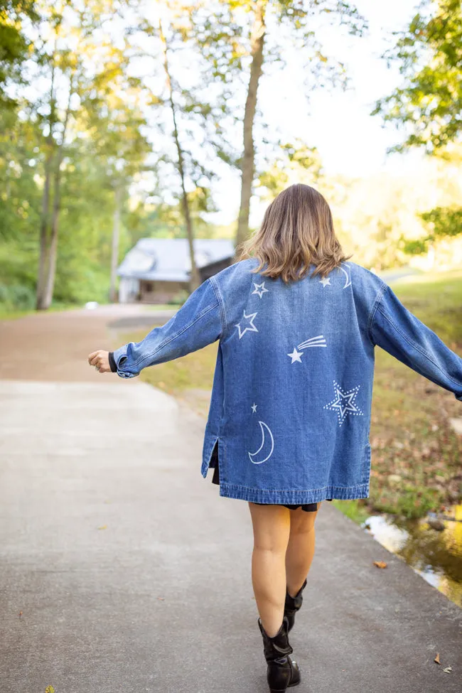 Cassie Celestial Motif Denim Jacket Emily Fauver X Pink Lily sold by Pink Lily product image thumbnail 2