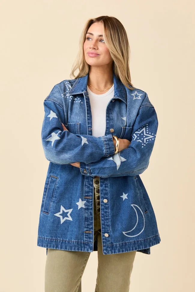 Cassie Celestial Motif Denim Jacket Emily Fauver X Pink Lily sold by Pink Lily product image thumbnail 4
