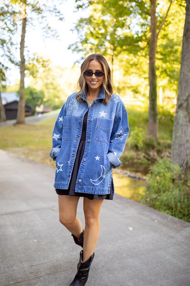 Cassie Celestial Motif Denim Jacket Emily Fauver X Pink Lily sold by Pink Lily product image thumbnail 3