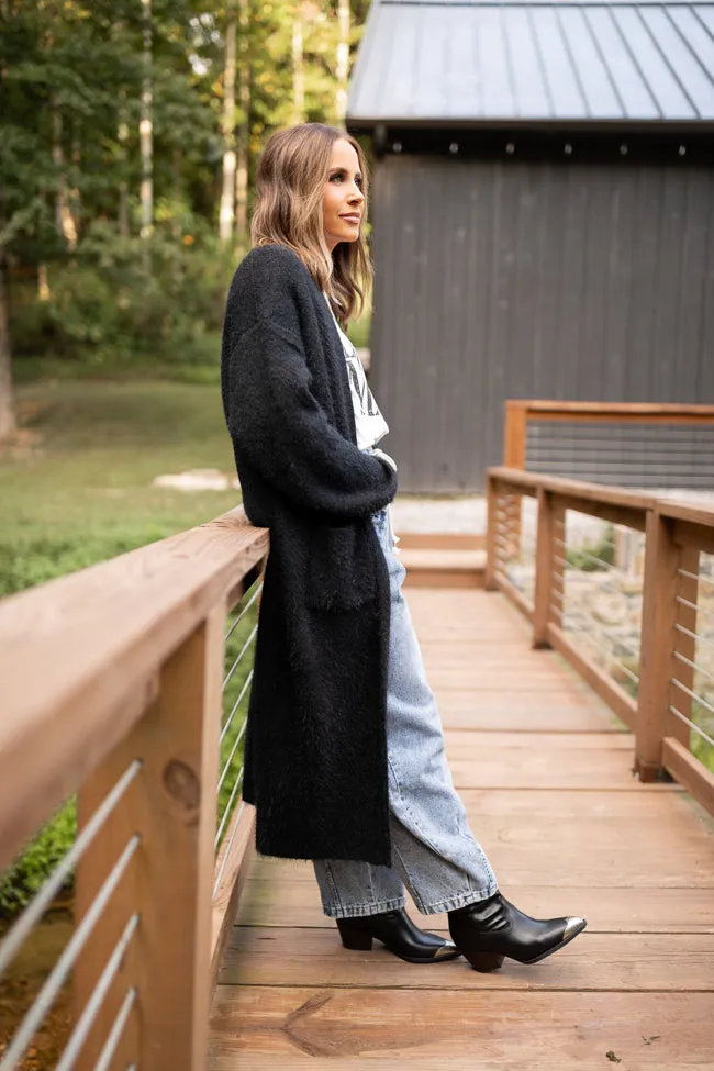 Laken Solid Black Sweater Coat Emily Fauver X Pink Lily sold by Pink Lily