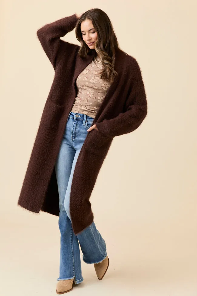 Laken Solid Chocolate Sweater Coat Emily Fauver X Pink Lily sold by Pink Lily product image thumbnail 4