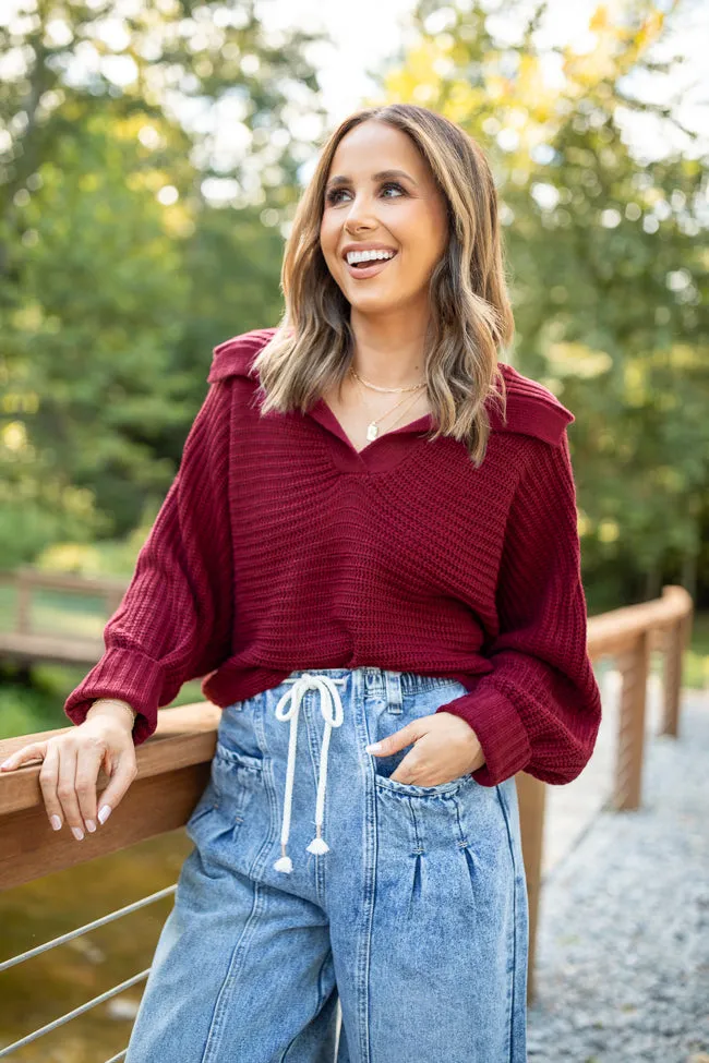 Grace Claret Notch Neck Pullover Sweater Emily Fauver X Pink Lily sold by Pink Lily product image thumbnail 2
