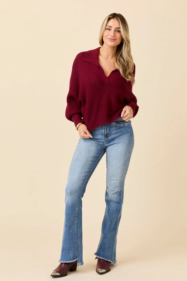Grace Claret Notch Neck Pullover Sweater Emily Fauver X Pink Lily sold by Pink Lily product image thumbnail 4