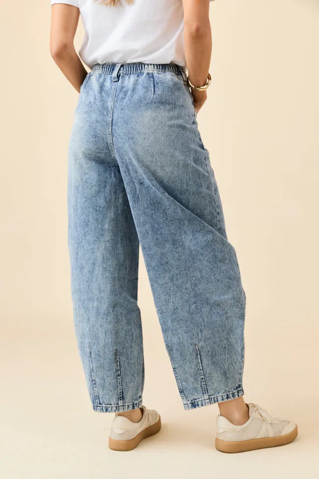 Ashlie Denim Drawstring Waist Barrel Leg Jean Emily Fauver X Pink Lily sold by Pink Lily product image thumbnail 5