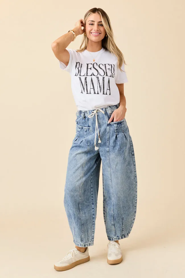Ashlie Denim Drawstring Waist Barrel Leg Jean Emily Fauver X Pink Lily sold by Pink Lily product image thumbnail 3