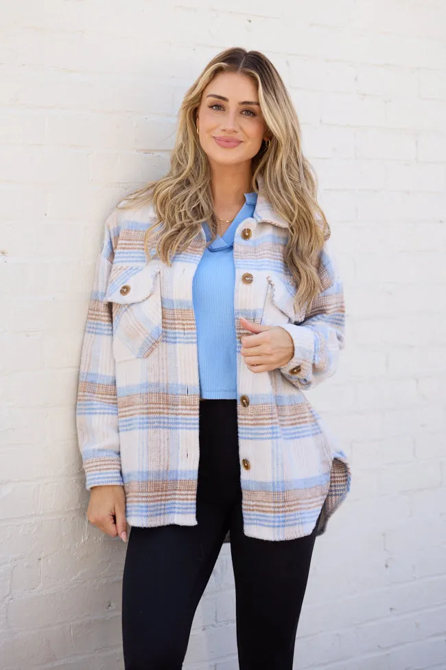 Shayla Taupe and Blue Flannel Shacket sold by Pink Lily product image thumbnail 3