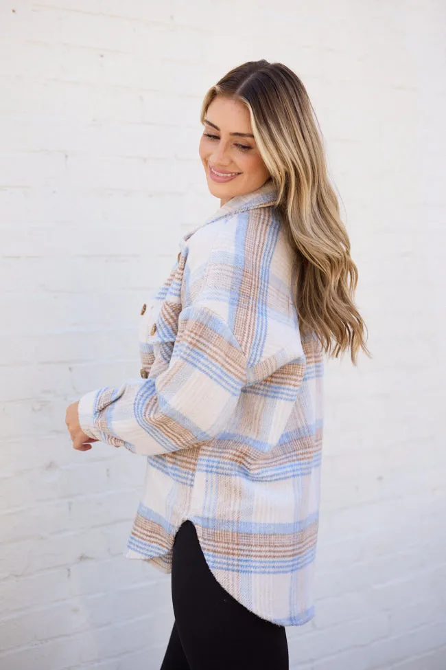 Shayla Taupe and Blue Flannel Shacket sold by Pink Lily product image thumbnail 5