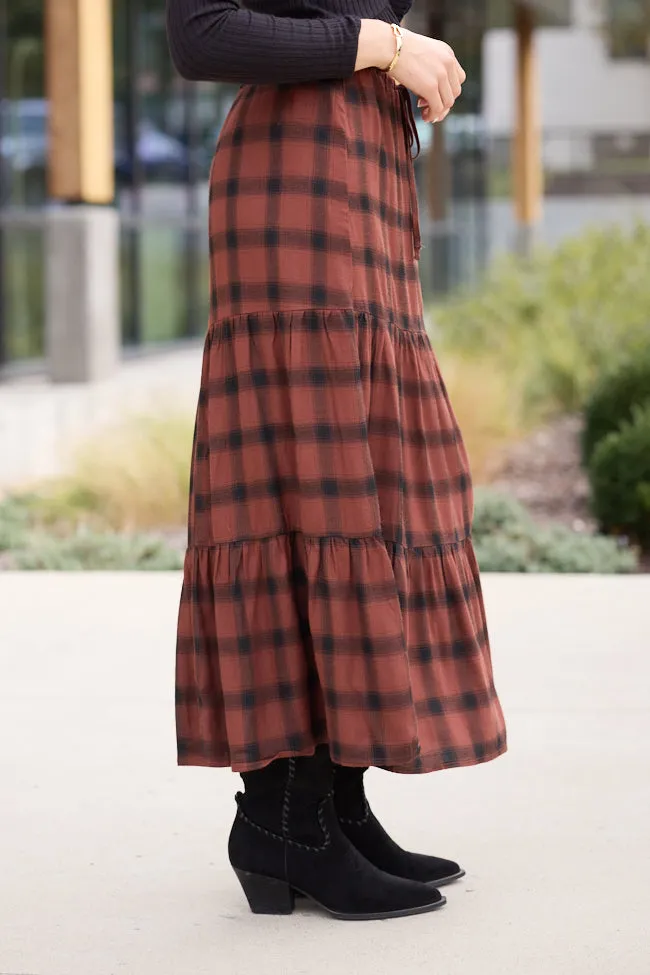 Rena Rust Plaid Midi Skirt sold by Pink Lily product image thumbnail 3