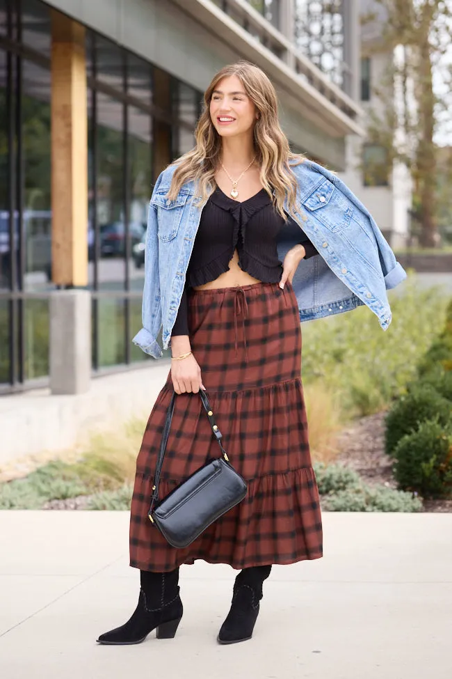 Rena Rust Plaid Midi Skirt sold by Pink Lily product image thumbnail 2