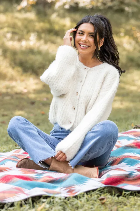Taye Ivory Chunky Boucle Cardigan SALE sold by Pink Lily