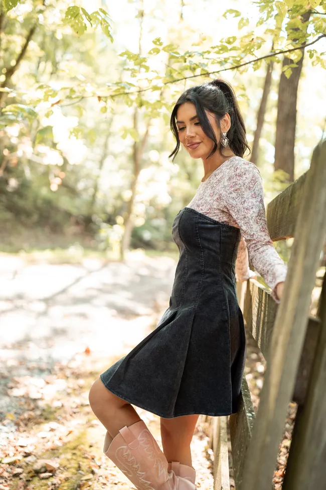 Ophelia Black Corduroy Strapless Mini Dress FINAL SALE sold by Pink Lily product image thumbnail 3