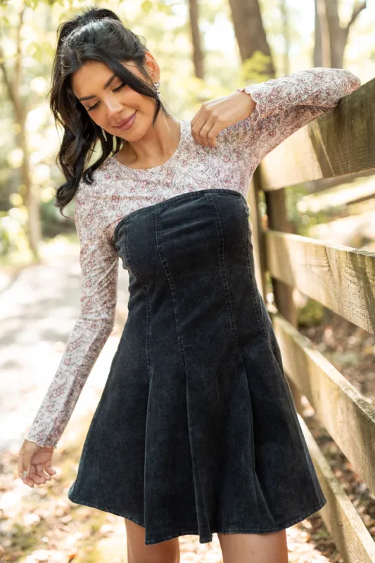 Ophelia Black Corduroy Strapless Mini Dress SALE sold by Pink Lily