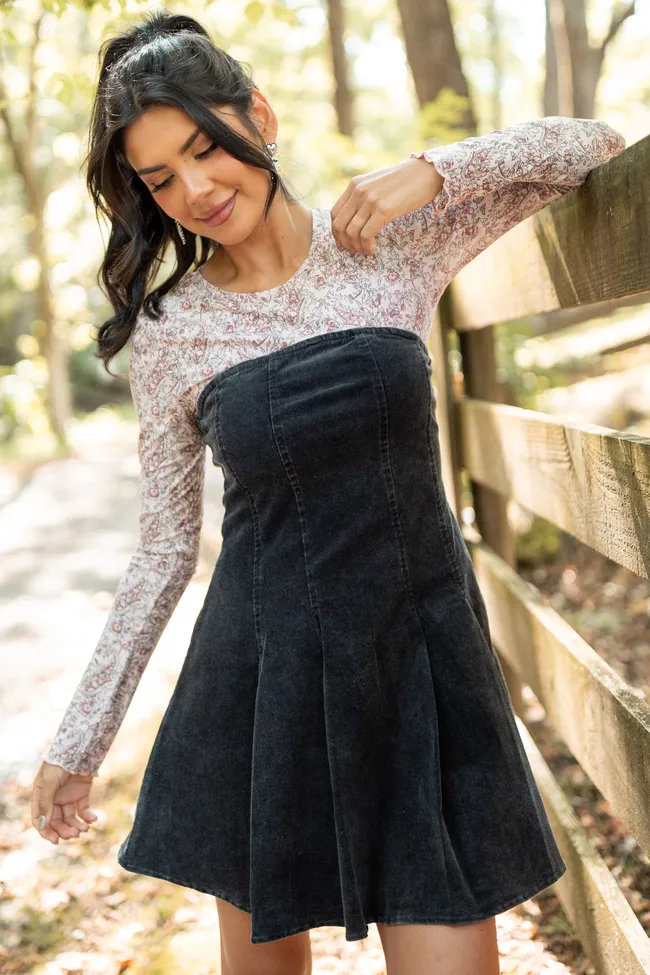 Ophelia Black Corduroy Strapless Mini Dress FINAL SALE sold by Pink Lily