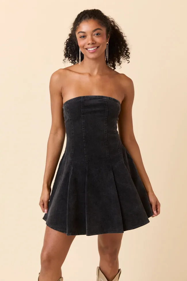 Ophelia Black Corduroy Strapless Mini Dress FINAL SALE sold by Pink Lily product image thumbnail 4