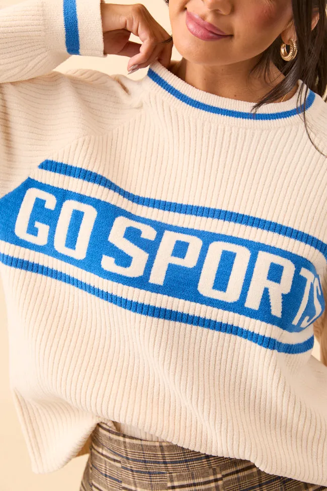 Delaney Cream and Cobalt Go Sports Sweater FINAL SALE sold by Pink Lily product image thumbnail 5