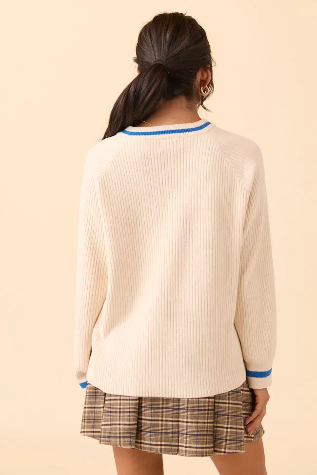 Delaney Cream and Cobalt Go Sports Sweater FINAL SALE sold by Pink Lily product image thumbnail 4