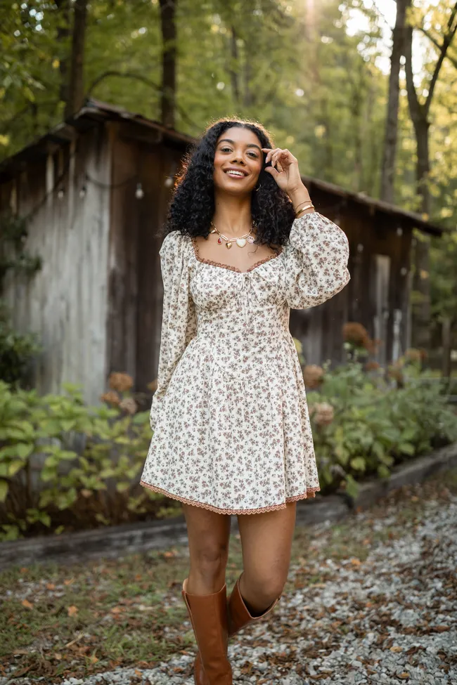 Rosemary Brown Floral Mini Dress FINAL SALE sold by Pink Lily product image thumbnail 2