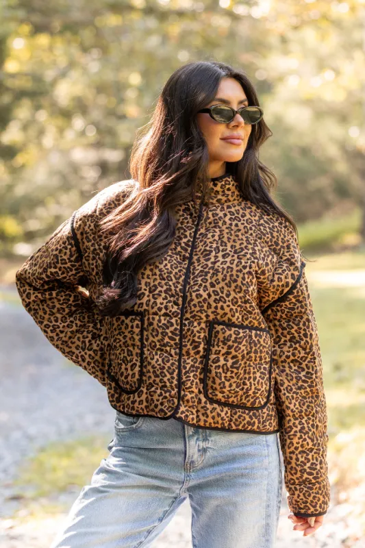 Sterling Leopard Snap Up Jacket sold by Pink Lily