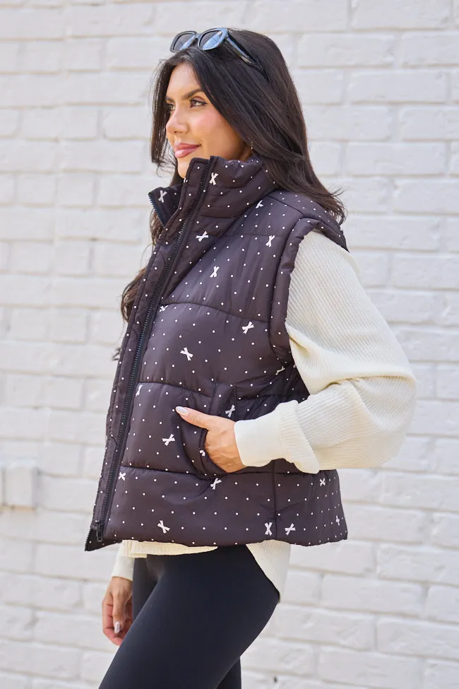 Stella Black Bow Dot Puffer Vest FINAL SALE sold by Pink Lily product image thumbnail 4