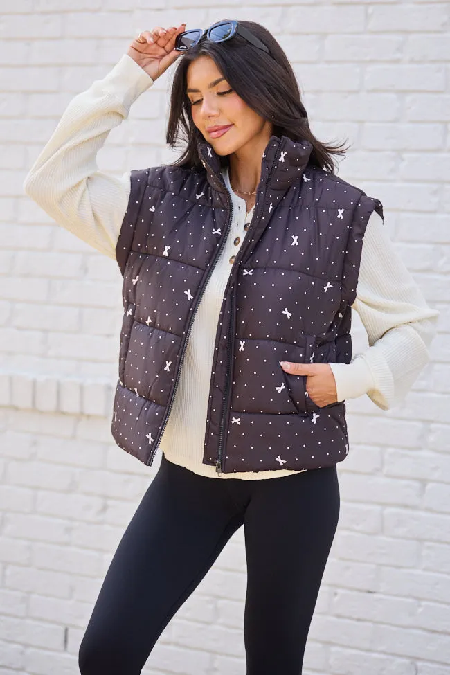 Stella Black Bow Dot Puffer Vest FINAL SALE sold by Pink Lily product image thumbnail 3